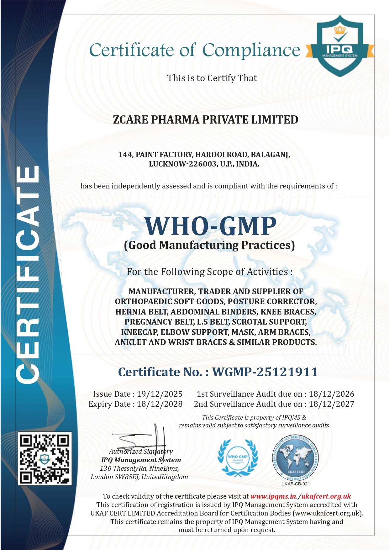 WHO GMP Certified Manufacturing ZCare Pharma