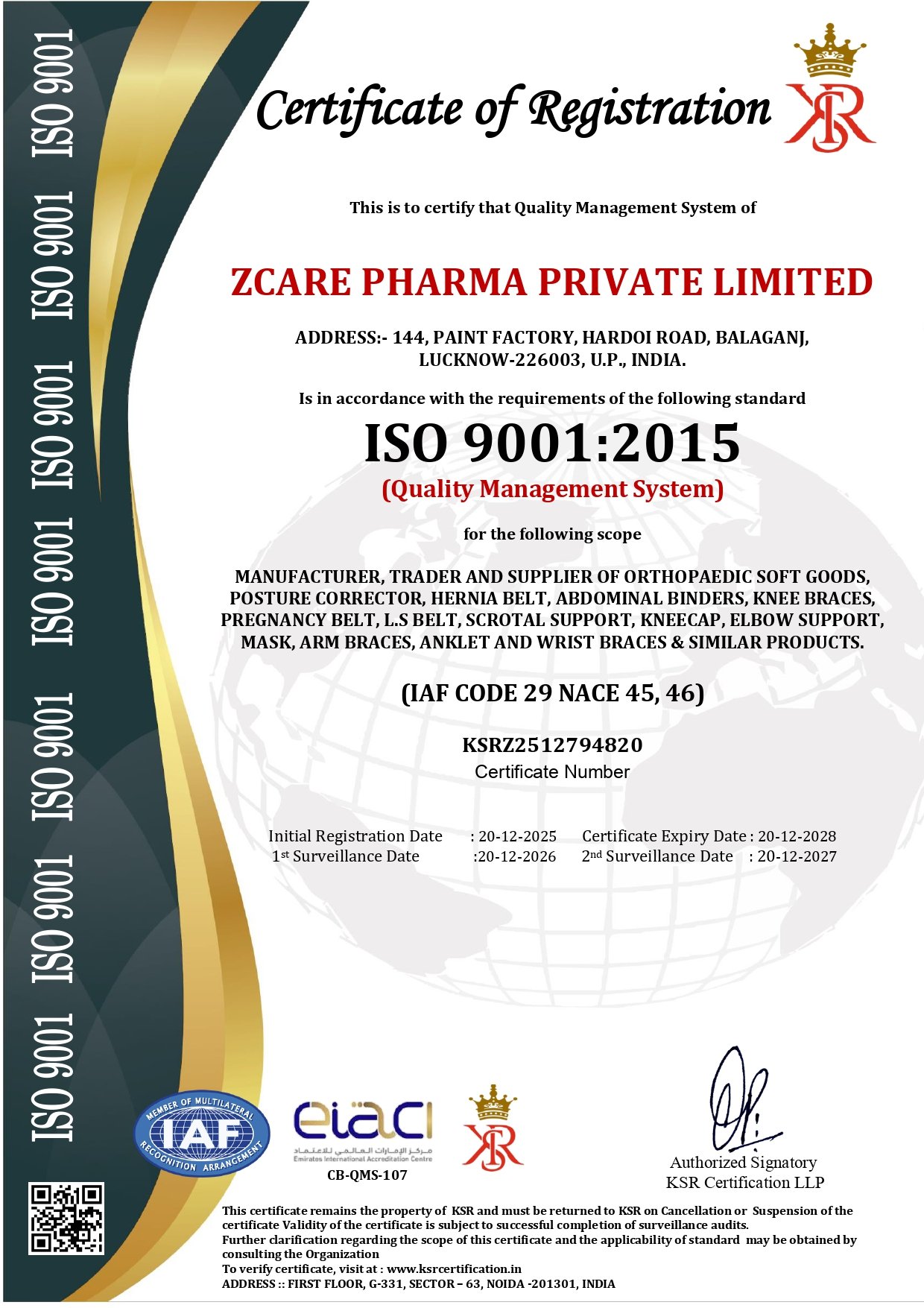 ISO 9001:2015 Certified ZCare Pharma