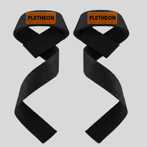 Black lifting straps for gym weightlifting with wrist support
